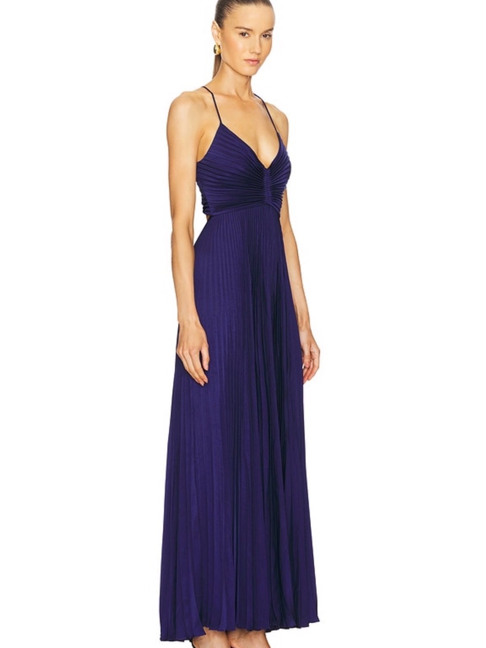 A.L.C. Aries Pleated Satin Gown Riviera Blue Size 4
